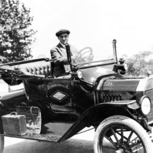 Bill Murray seated in a clorox company car