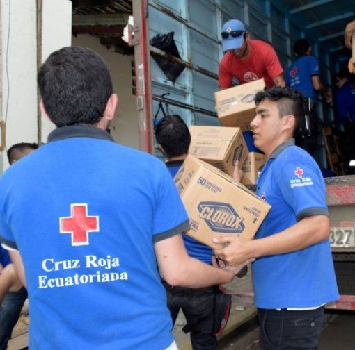 Ecuador earthquake - Cruz Roja - Clorox donation